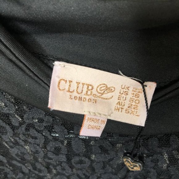 Club London Size 18 US Black Sheer Lace Bodysuit - Picture 5 of 6